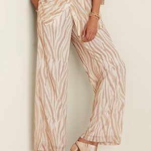 NEW Soft Surroundings Safi Pants in Neutral Zebra Wide Leg Palazzo Pull On - 3X